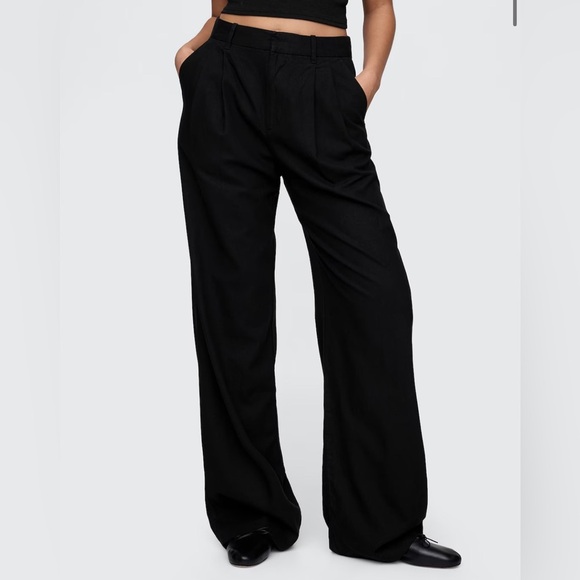 NWT! GAP Black 365 High Rise Linen-Blend Trousers - Multiple 🔹 - Picture 2 of 12